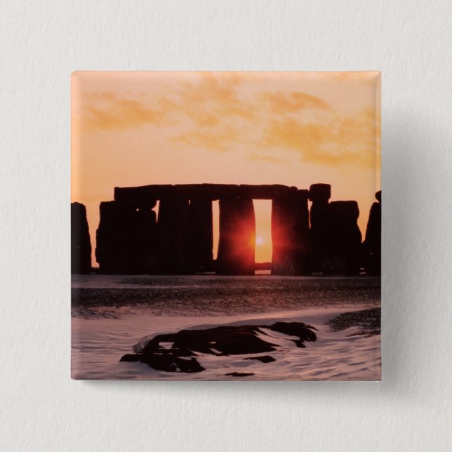Bóton Quadrado 5.08cm Stonehenge, solstício de inverno (Frente)