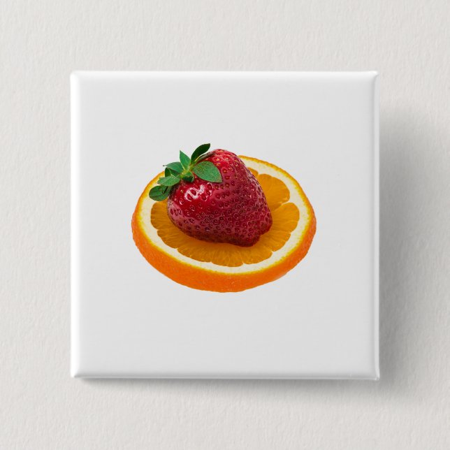 Bóton Quadrado 5.08cm Strawbery e laranja (Frente)