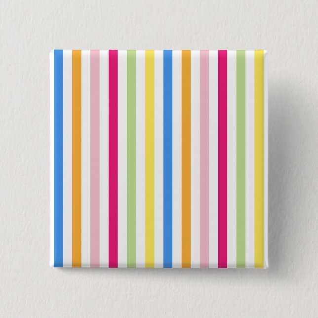 Bóton Quadrado 5.08cm Stripes Coloridas (Frente)
