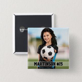 Bóton Quadrado 5.08cm Sua Foto Personalizada de Futebol ou Seu Esporte