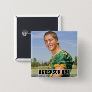 Bóton Quadrado 5.08cm Sua foto personalizada de futebol ou seu esporte