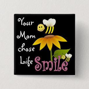 Bóton Quadrado 5.08cm Sua mamã escolheu a vida