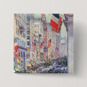 Bóton Quadrado 5.08cm Subindo a Avenida da Rua 34, Maio de 1917 por Hass