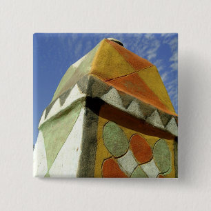Bóton Quadrado 5.08cm Sudão, Norte (Núbia), Telhado decorado