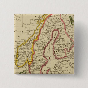 Bóton Quadrado 5.08cm Suecia, Dinamarca, Noruega, Finlândia, Islândia
