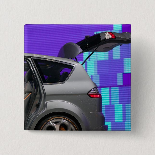 Bóton Quadrado 5.08cm SUIÇA, GENEBRA: 75. º Ano de Genebra Auto 10 (Frente)