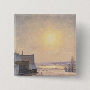 Bóton Quadrado 5.08cm Sun e neve, cena de Éstocolmo