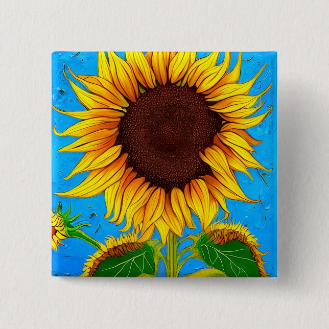 Bóton Quadrado 5.08cm Sunflower, França (Frente)
