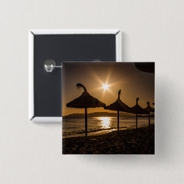 Bóton Quadrado 5.08cm Sunset na praia, Maiorca, Espanha