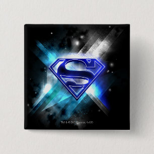 Bóton Quadrado 5.08cm Super-Homem Estilizado  Logotipo de cristal branco