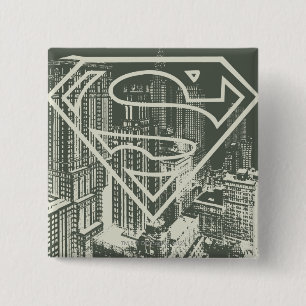 Bóton Quadrado 5.08cm Super-Homem Estilizado  Logotipo verde de Metropol