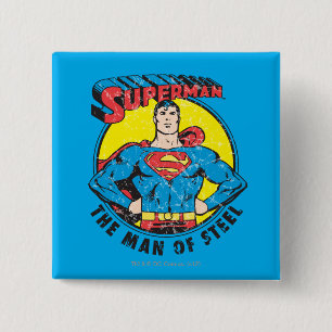 Bóton Quadrado 5.08cm Super-Homem O Homem do Aço