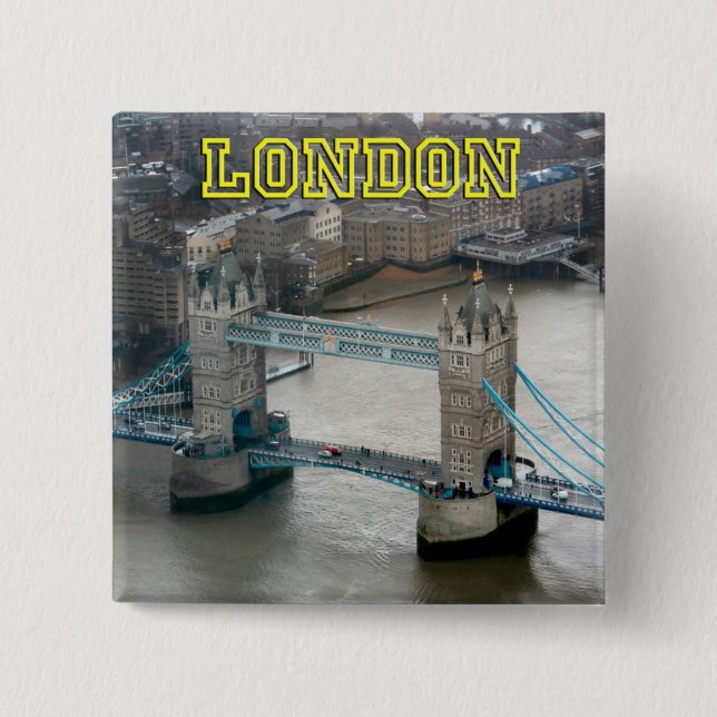 Bóton Quadrado 5.08cm Super! Tower Bridge Londres (Frente)