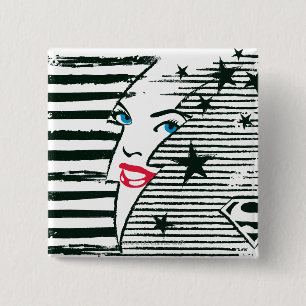 Bóton Quadrado 5.08cm Supergirl Relâmpago com Rosto