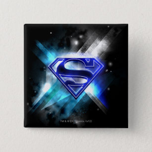 Bóton Quadrado 5.08cm Superman Estilizado   Logotipo de cristal branco a