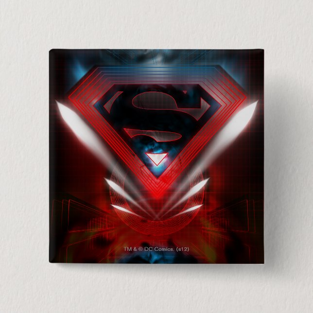Bóton Quadrado 5.08cm Superman Estilizado | Logotipo Futuro (Frente)