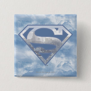Bóton Quadrado 5.08cm Superman S-Shield Logotipo azul claro