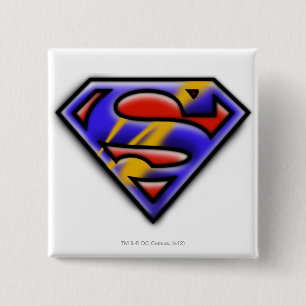 Bóton Quadrado 5.08cm Superman S-Shield Logotipo púrpura de pincel