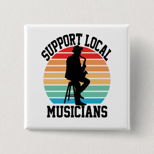 Bóton Quadrado 5.08cm Suporte A Músicos Locais Para O Lover Musical