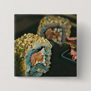 Bóton Quadrado 5.08cm Sushi japonês