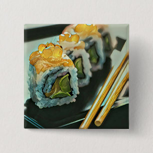 Bóton Quadrado 5.08cm Sushi japonês
