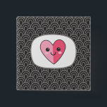 Bóton Quadrado 5.08cm Sushi Pin<br><div class="desc">Pino de sushi de anime bonito com. Você não ama um bom pedaço de sushi? Este pino bonito mostra seu bom gosto pela comida japonesa. Projetado para você pelo Blackberry Boulevard.</div>