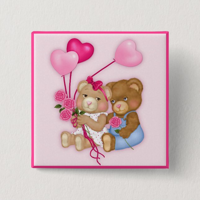 Bóton Quadrado 5.08cm Swetheart Bears (Frente)