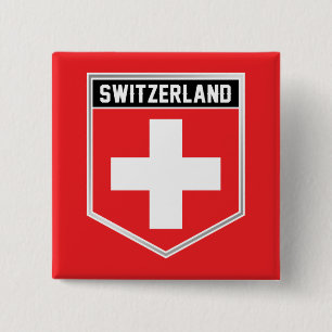 Bóton Quadrado 5.08cm Switzerland Flag Shield