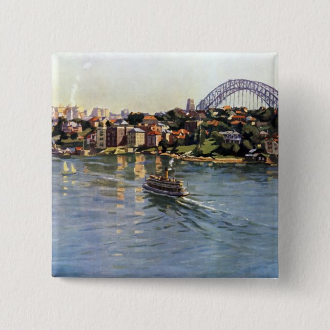 Bóton Quadrado 5.08cm Sydney Harbor, Austrália (Frente)