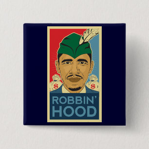 Bóton Quadrado 5.08cm T de Robin Hood da capa de Barack Obama! Botão da