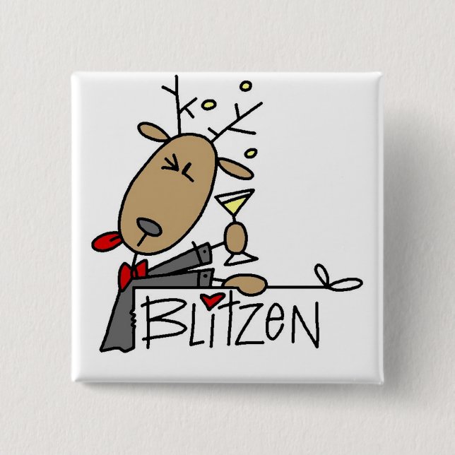 Bóton Quadrado 5.08cm T-shirt e presentes da rena de Blitzen (Frente)
