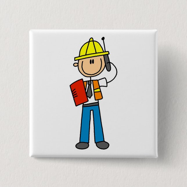 Bóton Quadrado 5.08cm T-shirt e presentes do contramestre da construção (Frente)