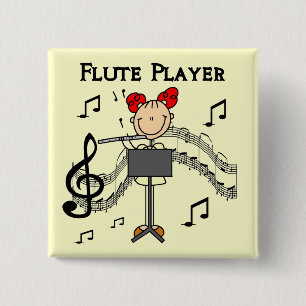 Bóton Quadrado 5.08cm T-shirt e presentes do jogador de flauta