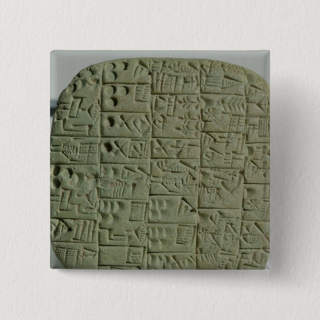 Bóton Quadrado 5.08cm Tabuleta com roteiro cuneiform (Frente)