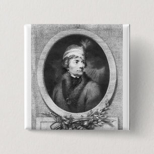 Bóton Quadrado 5.08cm Tadeusz Kosciuszko, gravado por Christiaan