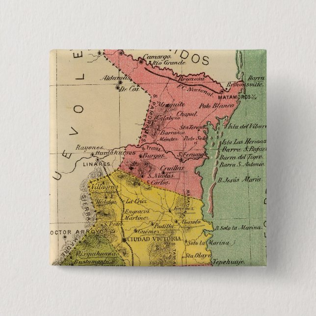 Bóton Quadrado 5.08cm Tamaulipas, México (Frente)