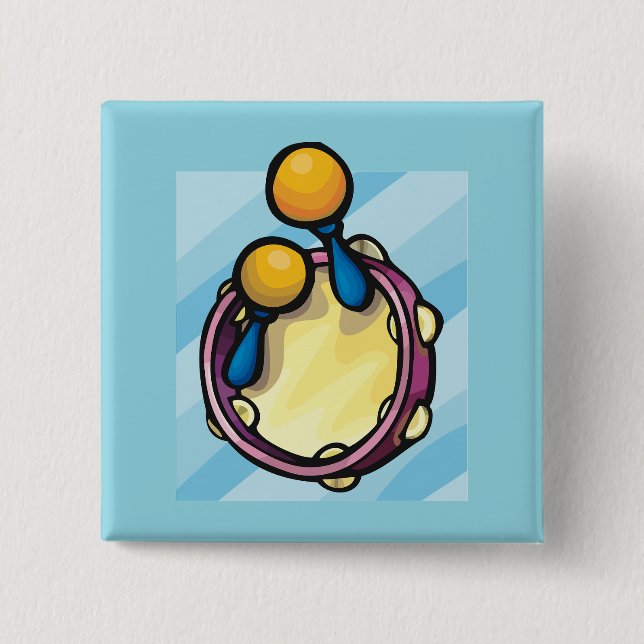 Bóton Quadrado 5.08cm Tamborine And Maraccas (Frente)