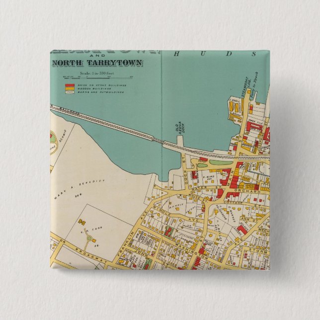 Bóton Quadrado 5.08cm Tarrytown, N Tarrytown (Frente)