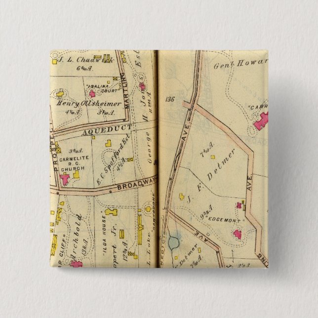 Bóton Quadrado 5.08cm Tarrytown, Nova York 3 (Frente)