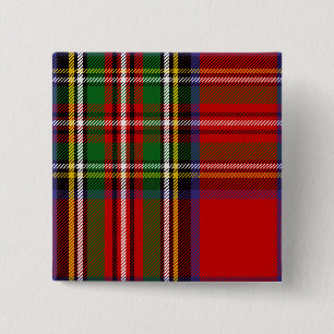 Bóton Quadrado 5.08cm Tartan de Stewart do clã