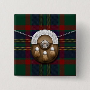 Bóton Quadrado 5.08cm Tartan e Sporran irlandeses da cortiça do condado