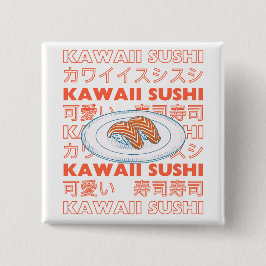 Bóton Quadrado 5.08cm Taste of Japan Text & Sushi