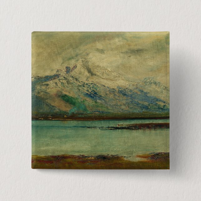 Bóton Quadrado 5.08cm Tatra Mountain Landscape by Ladislav Mednyanszky (Frente)