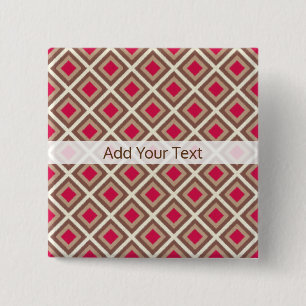 Bóton Quadrado 5.08cm Taupe, Leve Taupe, Diamantes de Ikat Rosa Quente S