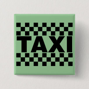 Bóton Quadrado 5.08cm Taxi ~ Taxi Cab ~ Car For Hire