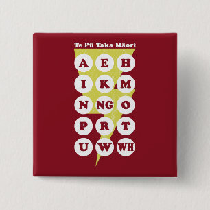 Bóton Quadrado 5.08cm Te Pu Taka Maori Alphabet