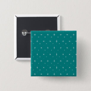 Bóton Quadrado 5.08cm Teal Green E Estrelas Brilhantes Legais Modestávei