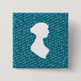 Bóton Quadrado 5.08cm Teal Jane Austen Preconceito do Orgulho Dutch