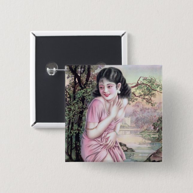 Bóton Quadrado 5.08cm Teasin Stream Oasis por Shanghai China Girl (Frente & Verso)