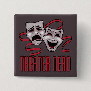 Bóton Quadrado 5.08cm Teatro de Comédia e Tragédia Fã de Teatro